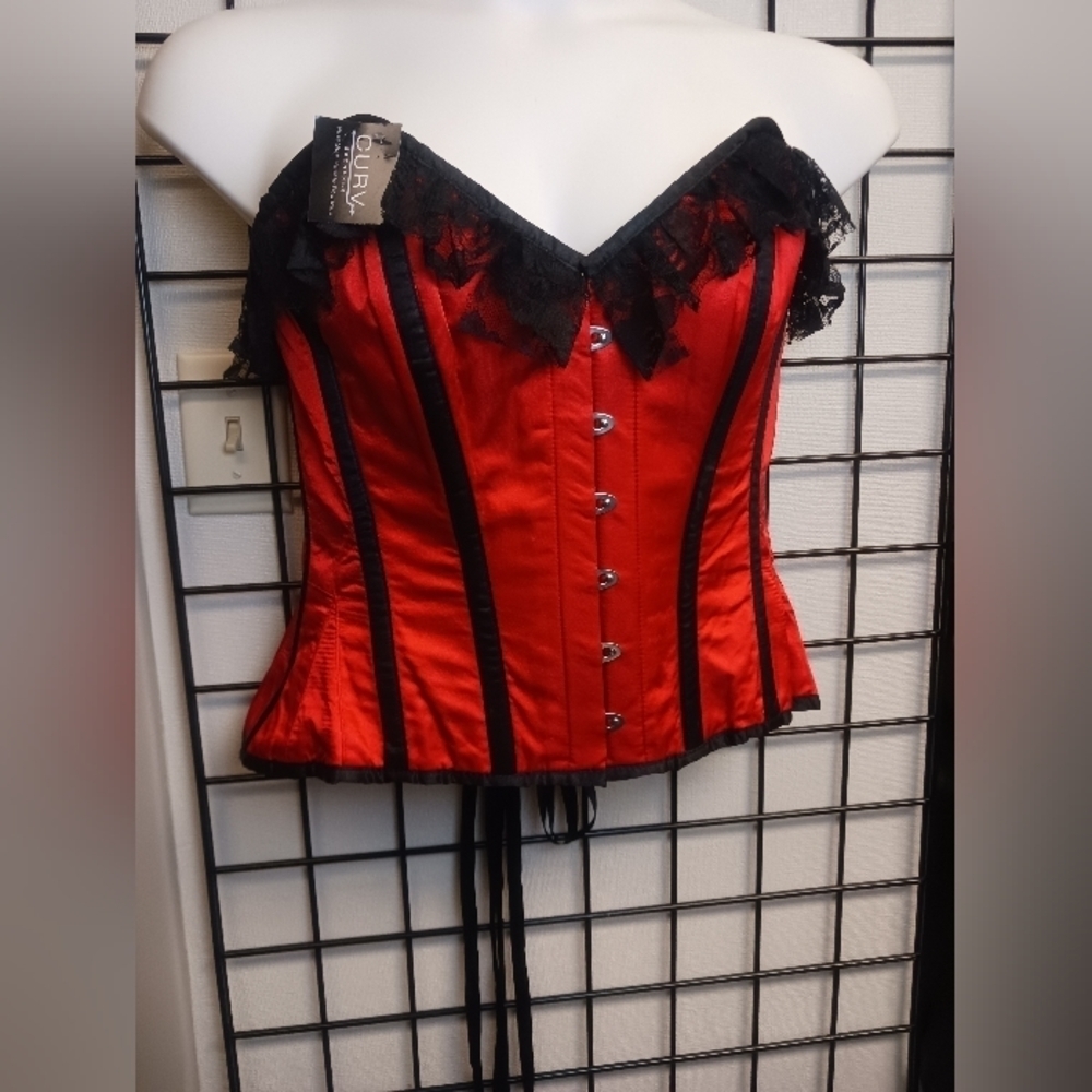 Women Classic Corset Lace up Boned Waist Cincher Bustier Top size 32